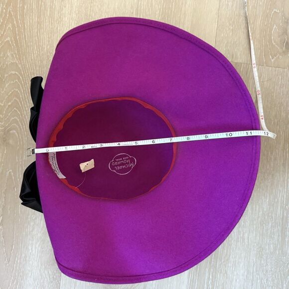 NEW VTG Fedora Wide Brim Hat Wool Lace Satin Bow Fuschia Pink Whimsigoth Wedding - Picture 10 of 16